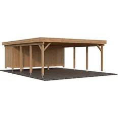Palmako Carport Karl 40,6 m2 mit Geräteschrank hellbraun tauchgrundiert (Gebäudefläche )