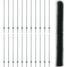 vidaXL Hegnspæle 11 stk U-Kanal Grøn 150 cm Stål