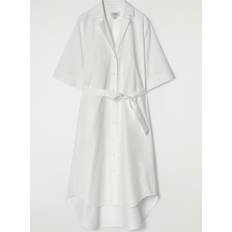 White Dresses COS Belted Short-Sleeved Midi Shirt Dress - White
