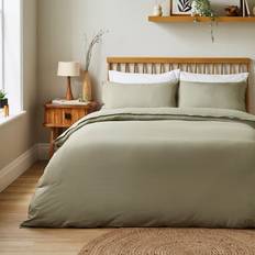 Dunelm Super Soft Washed Microfibre Plain Duvet Cover and Pillowcase Set Duvet Cover Green (260x220cm)