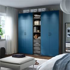 IKEA Garderobskombination Mörkgrå Blå 250 x 60 x 236 cm Garderob
