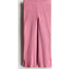 H&M Ribbstickad Byxa Med Utsvängda Ben - Rosa