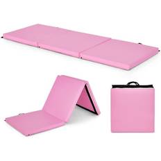 Vikbar gymnastikmatta Vikbar Mjuk Golvmatta Med 2 Handtag Halkfri 180 x 60 x 5 cm Rosa