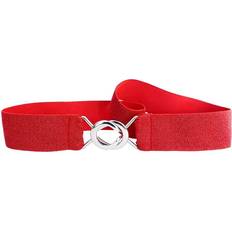 Elastikbaelter Glitter Belt with Fine Buckle - Red/Silver