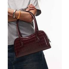 Topshop Simba Structured Shoulder Bag - Burgundy Croc