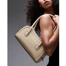 Topshop Simba Structured Shoulder Bag - Buttermilk Croc