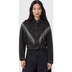 AllSaints Outerwear AllSaints Marlene Fringed Denim Jacket - Black