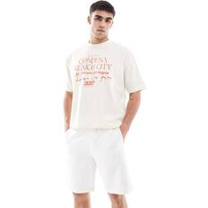 Pull&Bear STWD Jersey Shorts - White