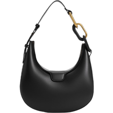 Charles & Keith Kora Metallic Accent Moon Bag - Black