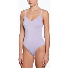 Purple Swimsuits Nike Essential V Neck One Piece Swimsuit - Purple