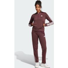 Men - Red Suits adidas Womens Essentials 3-Stripes Track Suit - Red/Aurora Ruby