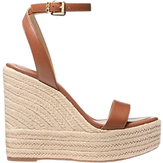 Michael Kors Leighton Leather Wedge Sandal - Luggage