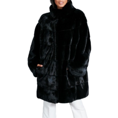 D'Arienzo Mink Fur Coat Ring Collar Long Sleeve - Black