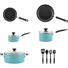 Farberware 12 Pcs Nonstick Pots and Pans - Blue Cookware Set with lid 12 Parts