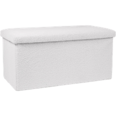 White Storage Benches OHS Foldable Boucle Storage Bench 76x38cm