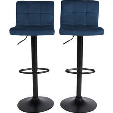 OHS Set of 2 Adjustable Velvet Bar Stools Bar Stool 87cm 2pcs