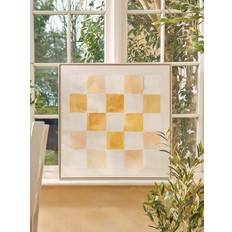 Cox & Cox Chequered Natural Framed Art 80x80cm