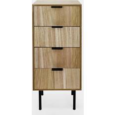 OHS Ribbed 4 Drawer Wood Bedside Table 24x36cm