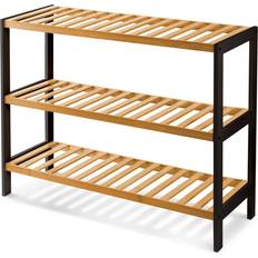 Keplin Keplin Natural & 3 Tier Natural Bamboo Shelf Organiser Shoe Rack 70x55cm