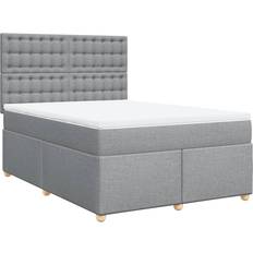 vidaXL Ramsäng Med Madrass Ljusgrå 140x200 cm Kontinentalsäng 144x200cm