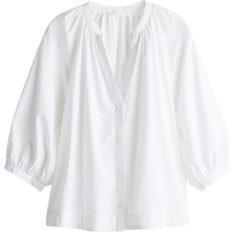 H&M Balloon-Sleeved Poplin Blouse - White
