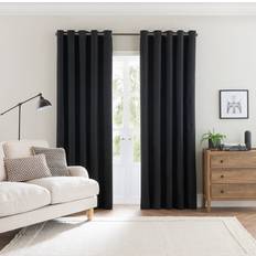 Dunelm Luna Brushed Blackout Eyelet Curtains - Jet Black 168x182cm