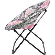 OHS Foldable Tropical Print Moon Camping Chair Green