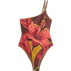 Brown - Women Swimsuits River Island One Shoulder Floral Swimsuit - Brown