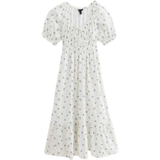 New Look Floral Print Milkmaid Midi Dress - White