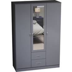 Vida Designs Riano 3 Door 2 Drawer Mirrored Bedroom Wardrobe 115.4x170cm