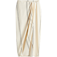 H&M Textured Knit Wrap Skirt - Cream/Striped