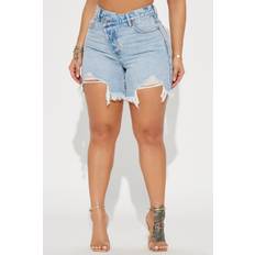 At-A-Glance Crossover Denim Shorts - Light Wash