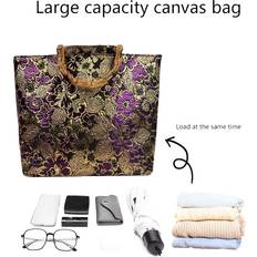 Bags Temu Large Capacity Handbag With Bamboo Handle - Purple/Golden