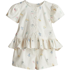 H&M 2-Delt Sæt Med Bluse Og Shorts - Beige