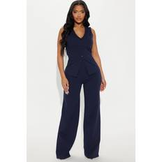 Blue Base Layer Sets Fashion Nova Roxi Vest Pant Set - Navy