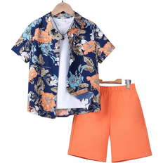 Shein Boys Floral Print Shirt & Shorts Without Tee