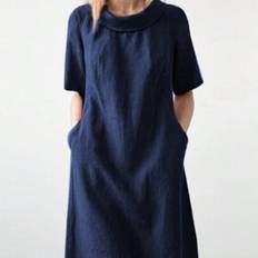 Shein Summer Cotton Linen Dress For Women - Short Sleeve