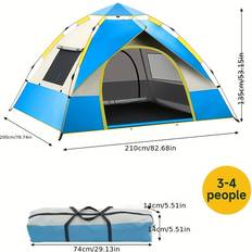 Temu Waterproof And Windproof Automatic Pop-up Tent For 3-4 People