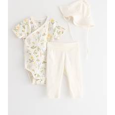 Lindex 3-Piece Baby Starter Kit Leggings Hat Set - Light Dusty White