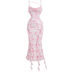Shein Pink Romantic Ruffled Hem Elegant Womens Dress Party Dress Prom Dress Back To School Clothes Birthday Outfit Homecoming Dresses Fall Dresses