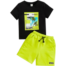 Shein Young Boy Coconut Tree Letter Graphic Tee Shorts