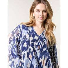 Natural Blouses Blue Vanilla V Neck Watercolour Print Blouse - Navy