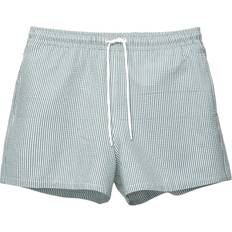 Pull&Bear Seersucker Striped Swim Shorts - Green