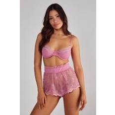 Pink Lingerie Sets Nasty Gal Lace Underwire Bra And Short Set - Pink
