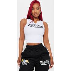 Von Dutch Ribbed Notch Neck Tank Top - White