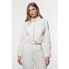 Karen Millen Jackets Karen Millen Denim Contrast Stitch Detail Zip Through Jacket - Ivory