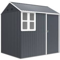 Grey Sheds OutSunny 7 x 6 ft Metal Garden Shed Outdoor Storage Shed with Doors (Building Area )
