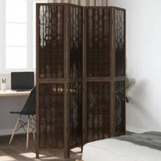 Room Dividers on sale Berkfield Home 4 Panels Dark Brown Solid Wood Paulownia One Size Room Divider