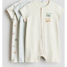 Återvunna material Pyjamasar Barnkläder H&M Turkos 3-Pack Pyjamasoverall - Ljusbeige/Djur