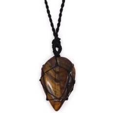 Brown Charms & Pendants Laced Gemstone Teardrop Pendant - Tigereye
